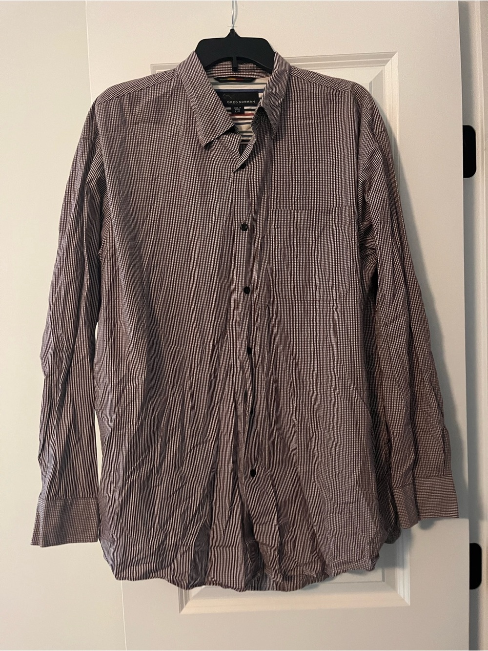 Greg Norman Collection Men's Long-Sleeve Check Shirt - Burgundy/White